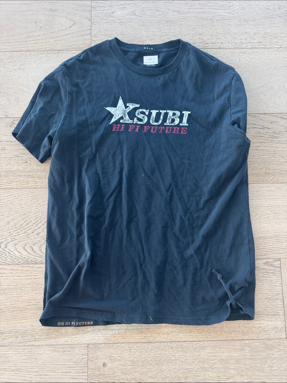 Ksubi Black Tee with White Star and Red Text